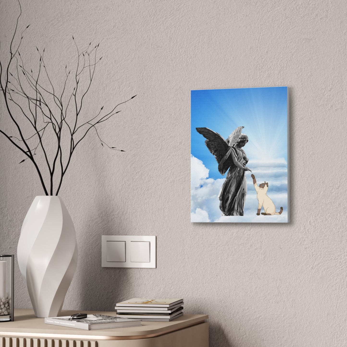 Divine Approval Canvas – Modern Art, Home Decor Art, Cat Lover Gift, Animal Lover Art