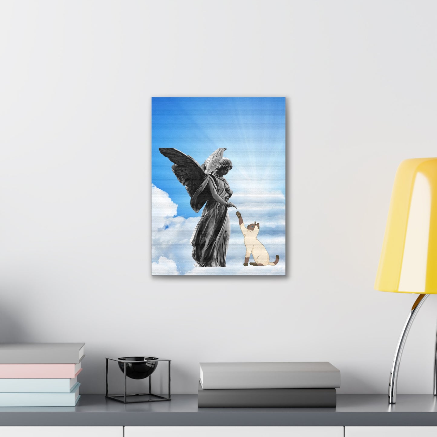 Divine Approval Canvas – Modern Art, Home Decor Art, Cat Lover Gift, Animal Lover Art