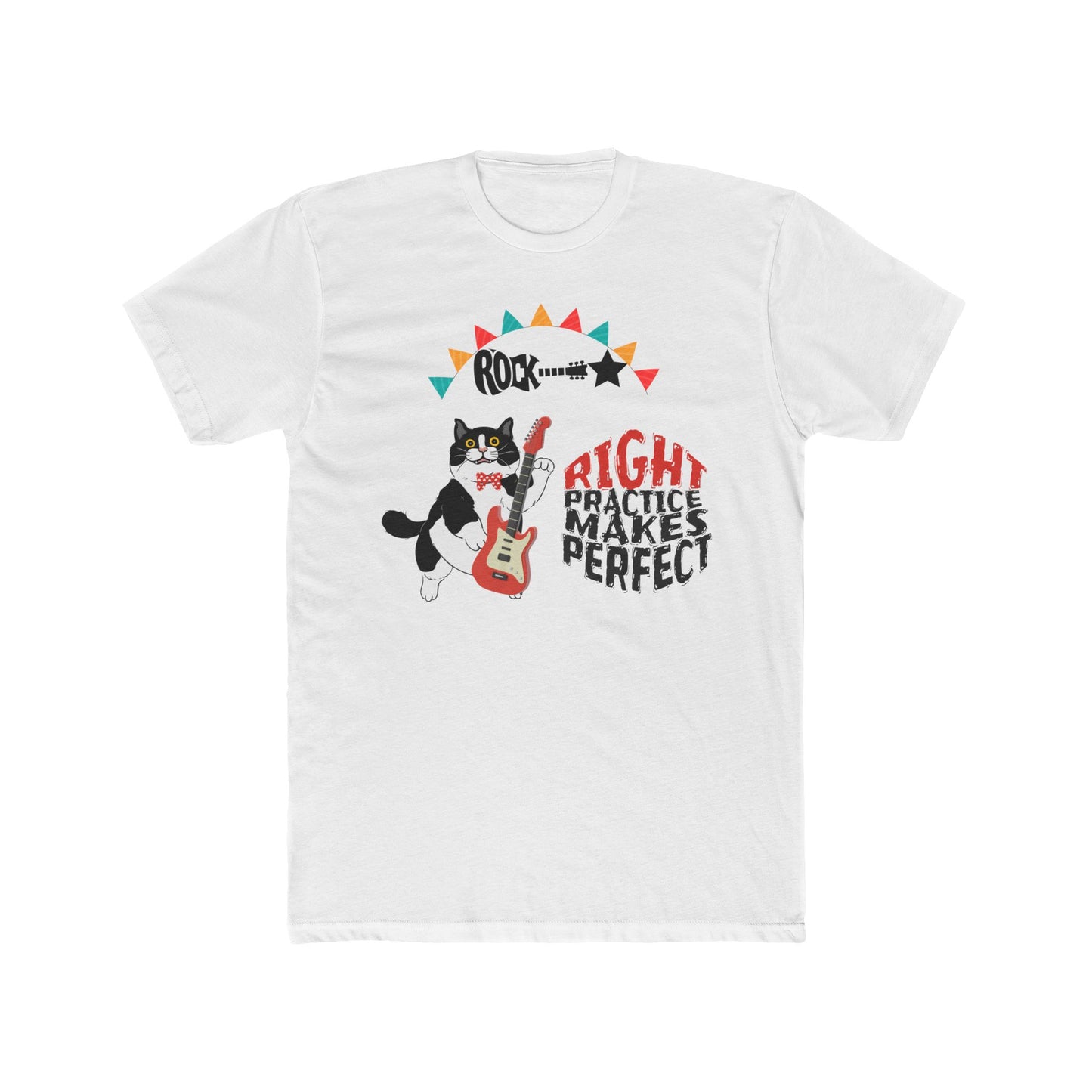 Right Practice Makes Perfect Unisex Tee Cat Lover T-Shirt, Music Lover Gift, Casual Wear, Cat Dad Cat Mom Apparel