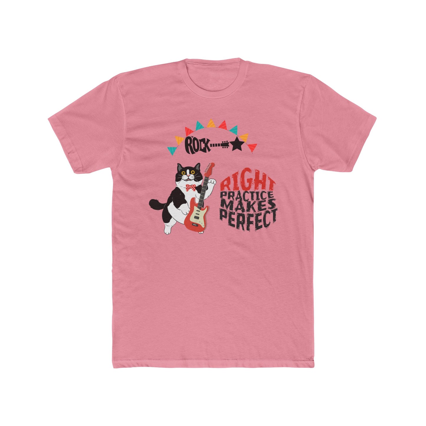 Right Practice Makes Perfect Unisex Tee Cat Lover T-Shirt, Music Lover Gift, Casual Wear, Cat Dad Cat Mom Apparel