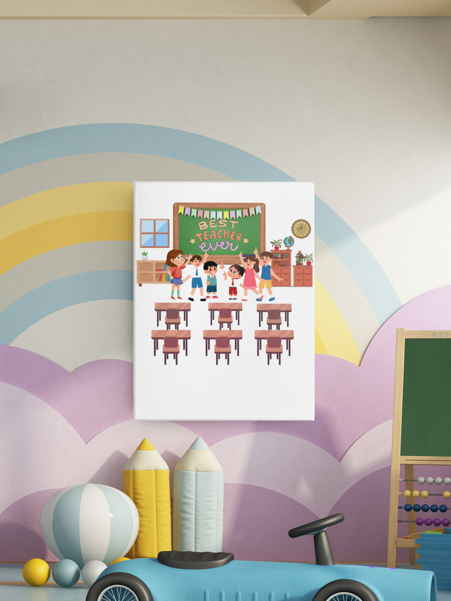Best Teacher Ever Canvas- Classroom Decor, Teacher Appreciation Gift, Gift For Teacher, School Art