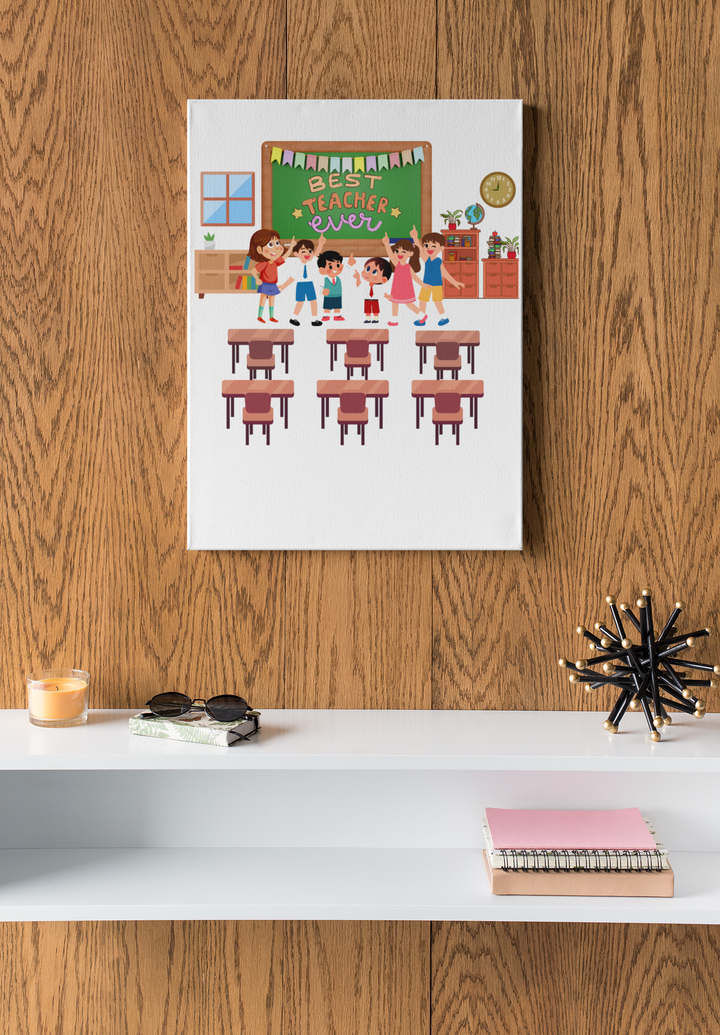 Best Teacher Ever Canvas- Classroom Decor, Teacher Appreciation Gift, Gift For Teacher, School Art
