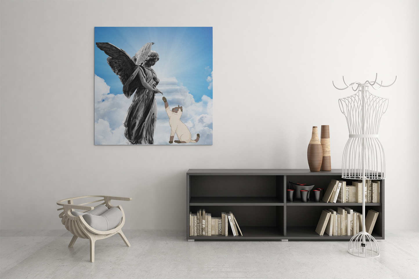 Divine Approval Canvas – Modern Art, Home Decor Art, Cat Lover Gift, Animal Lover Art