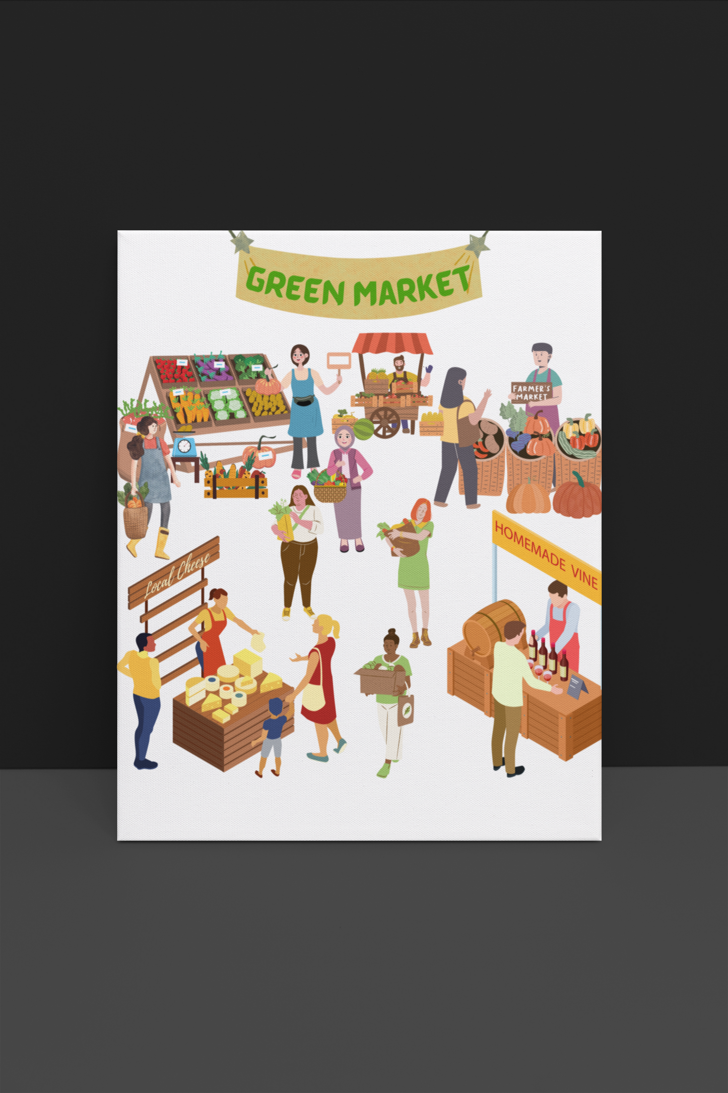 Green Market-Wall Art, Home Decor, Farmer's Market Art, Kitchen Wall Art