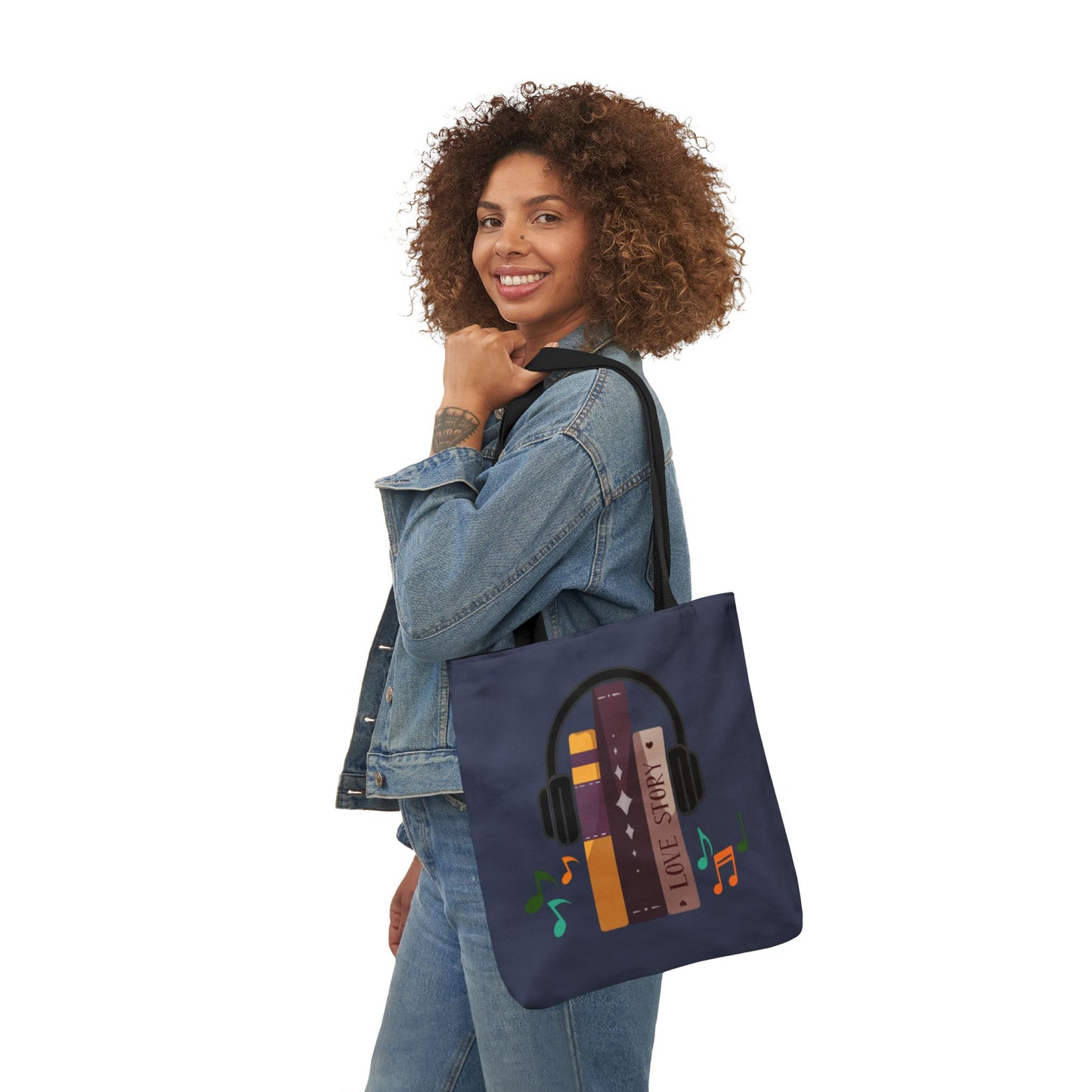 Tunes From Pages Canvas Tote Bag-School Tote Bag, Shopping Tote Bag, Gym Tote