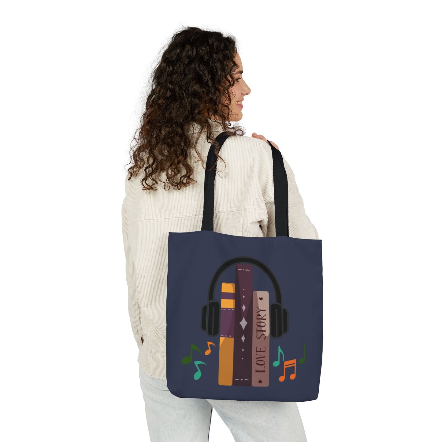 Tunes From Pages Canvas Tote Bag-School Tote Bag, Shopping Tote Bag, Gym Tote