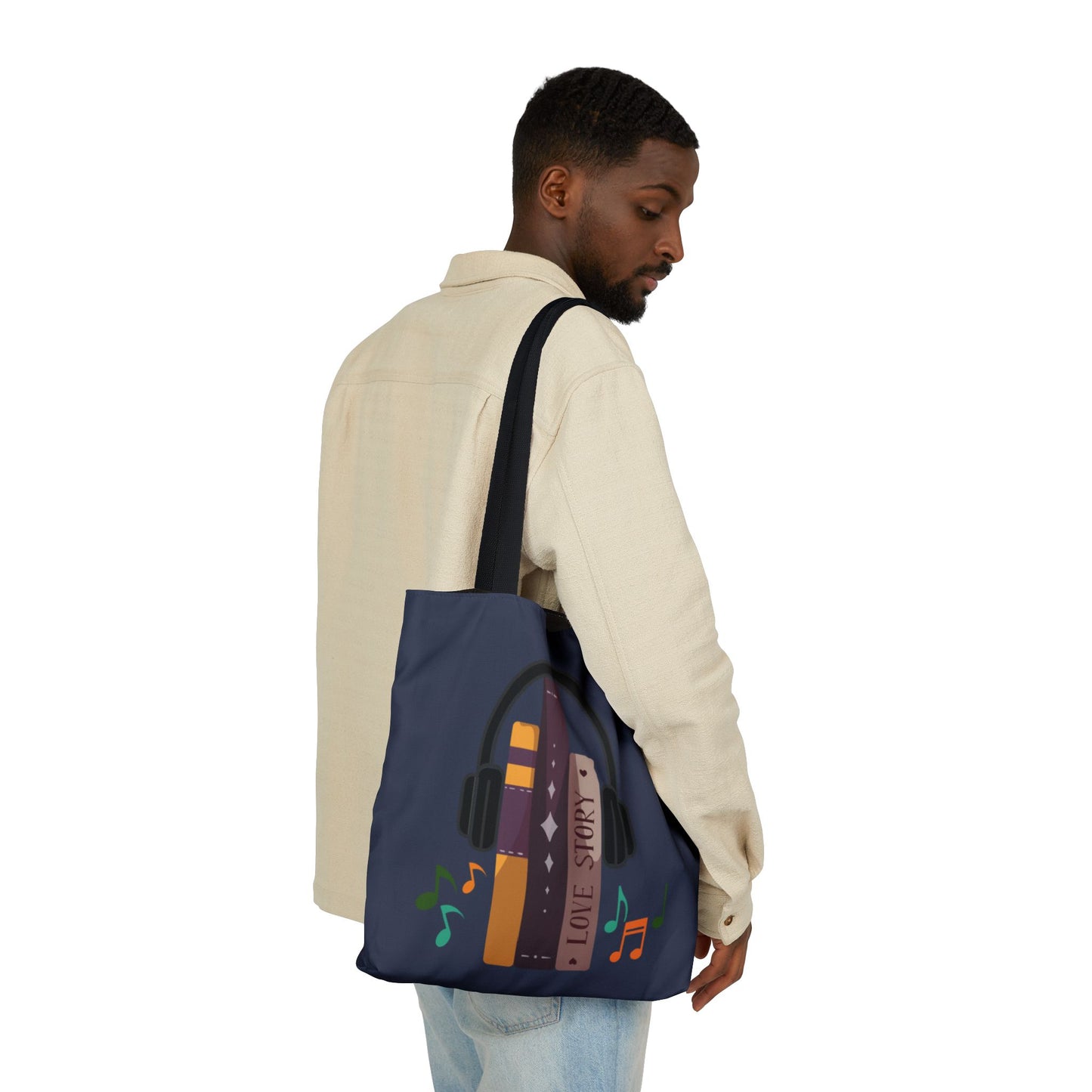 Tunes From Pages Canvas Tote Bag-School Tote Bag, Shopping Tote Bag, Gym Tote