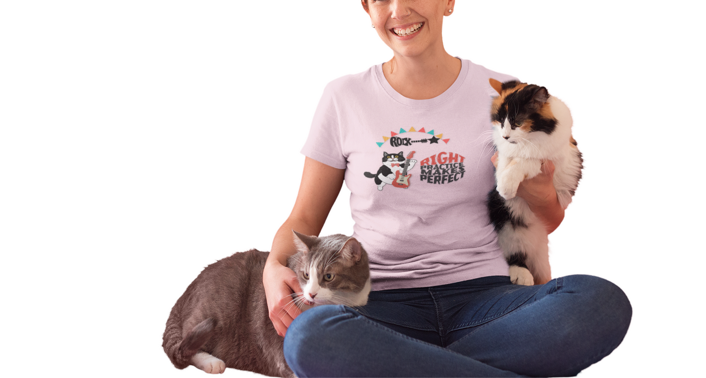 Right Practice Makes Perfect Tee-Cat Lover T-Shirt, Music Lover Gift