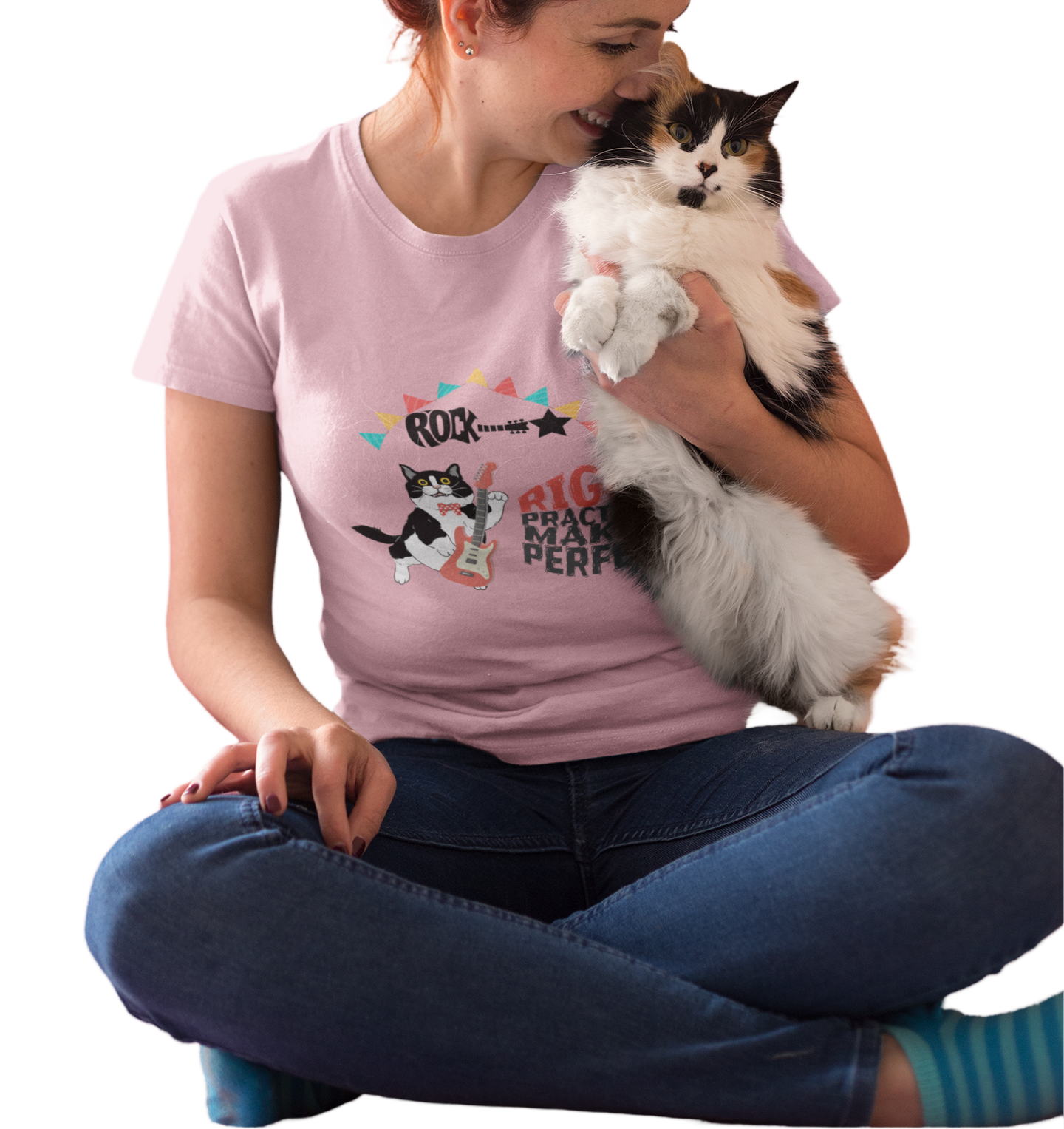 Right Practice Makes Perfect Unisex Tee Cat Lover T-Shirt, Music Lover Gift, Casual Wear, Cat Dad Cat Mom Apparel