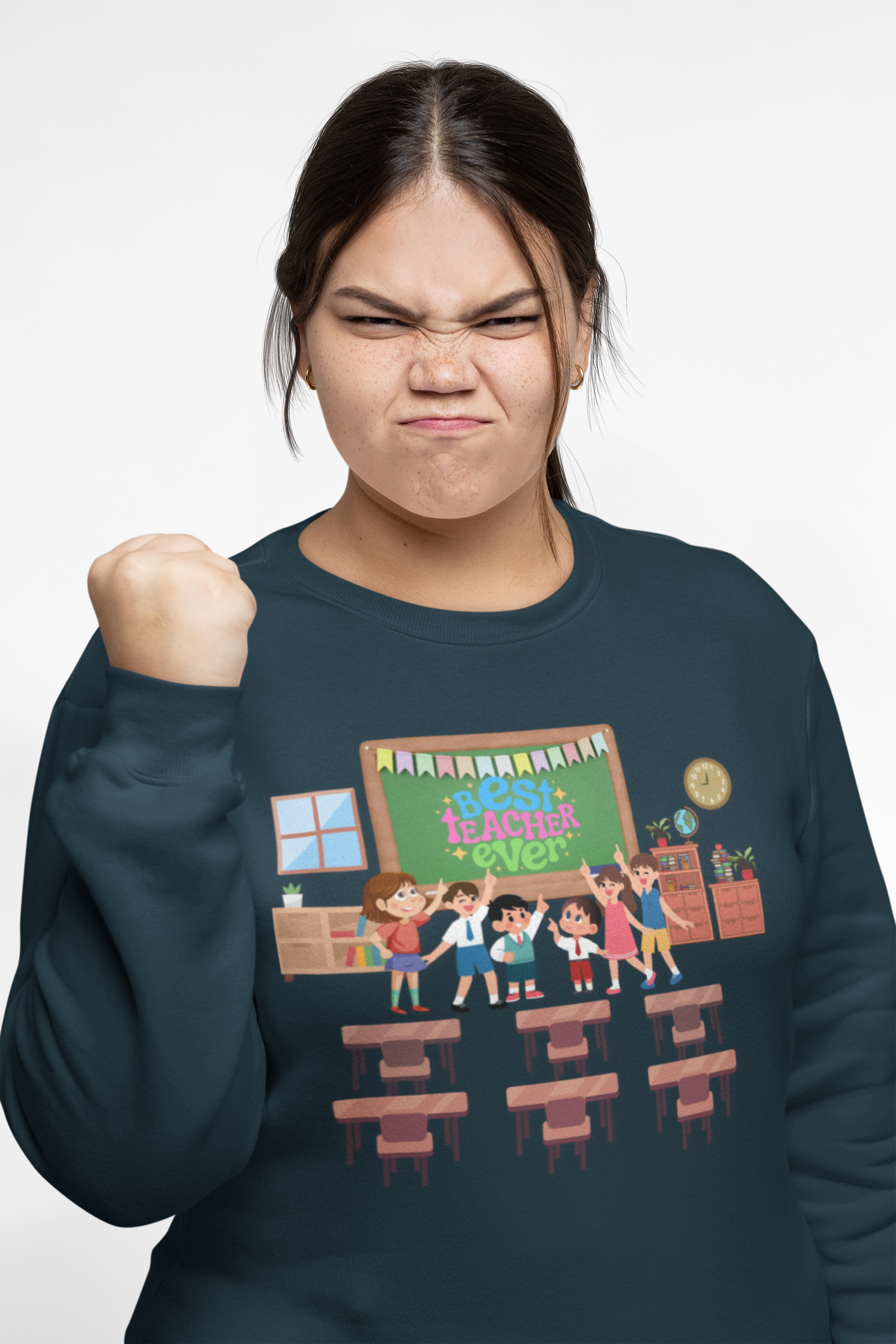 Best Teacher Ever Sweatshirt-Gift for teacher, School Sweatshirt, Crew Neck Sweatshirt,