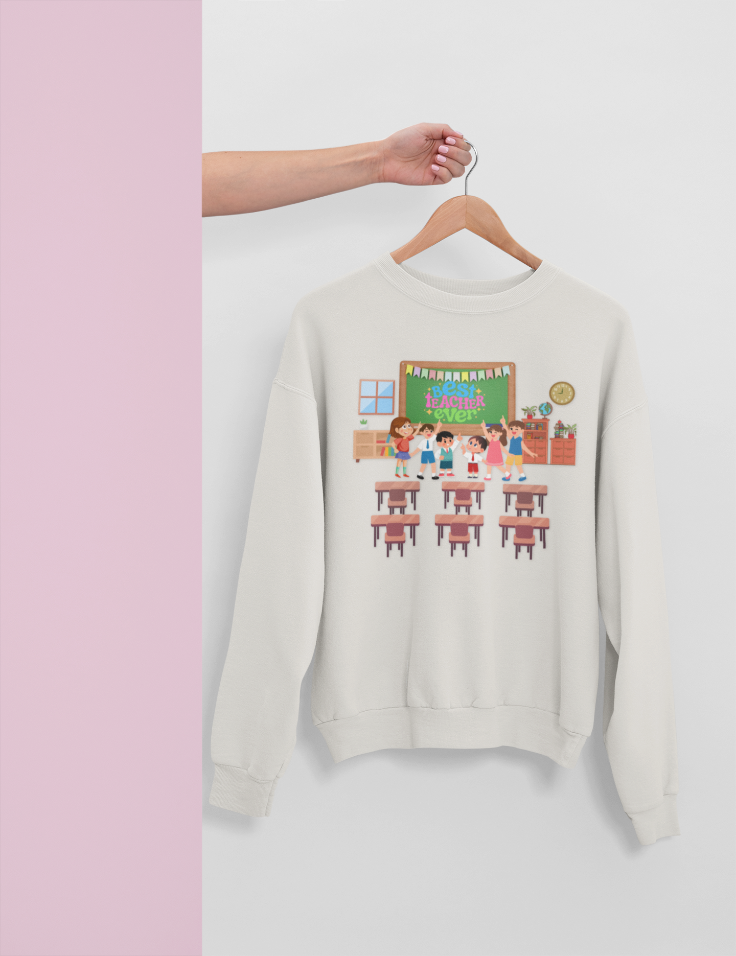 Best Teacher Ever Sweatshirt-Gift for teacher, School Sweatshirt, Crew Neck Sweatshirt,