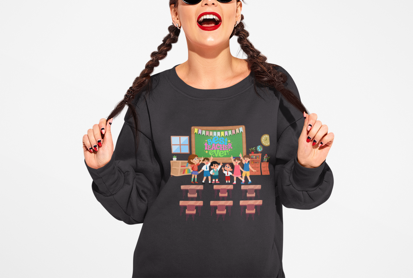 Best Teacher Ever Sweatshirt-Gift for teacher, School Sweatshirt, Crew Neck Sweatshirt,