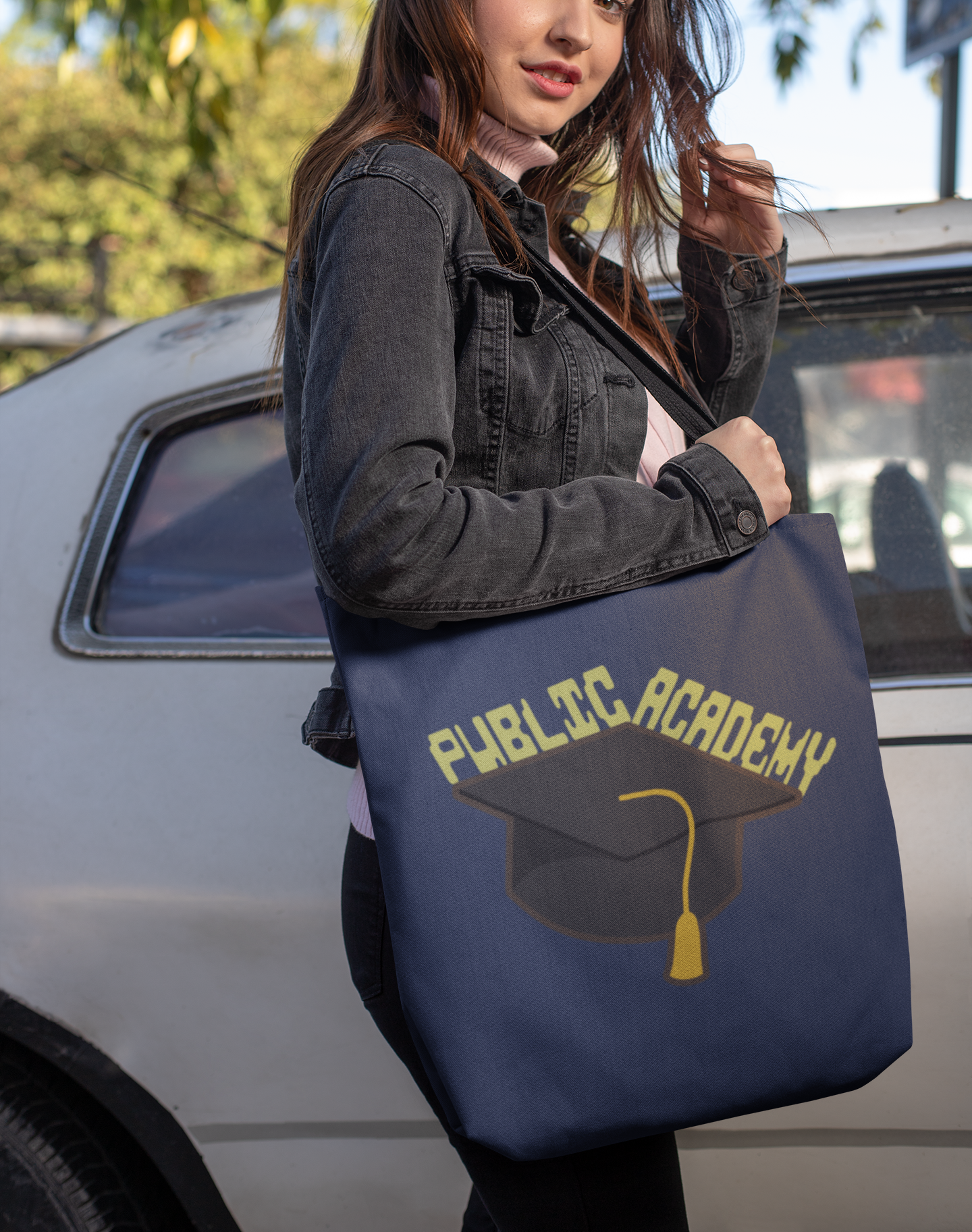 Public Academy Tote Bag-Canvas Tote Bag, School Tote Bag, Shopping Tote Bag, Gym Tote