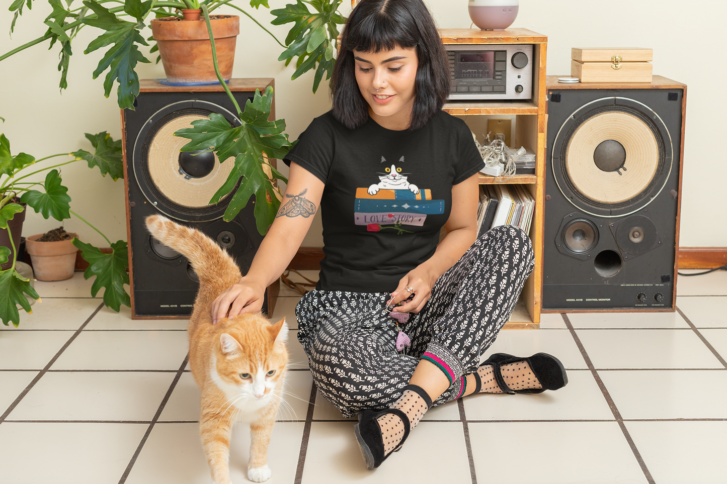 Love Story Tee Cat Lovers Book Lover T-Shirt
