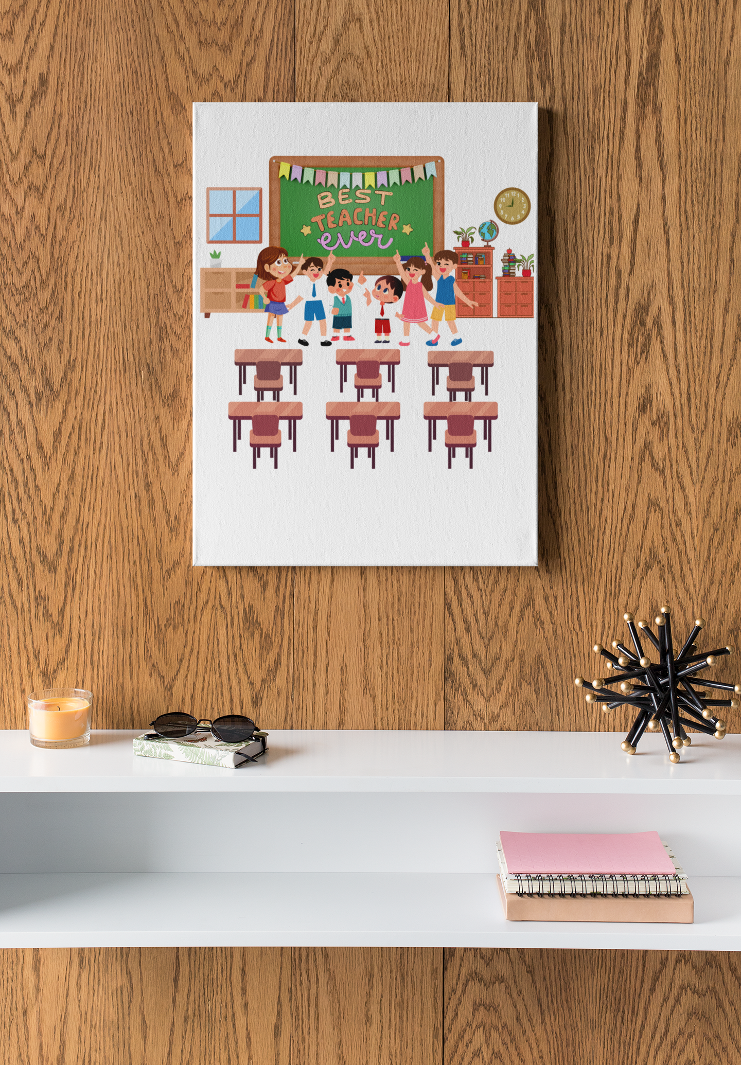 Best Teacher Ever Canvas- Classroom Decor, Teacher Appreciation Gift, Gift For Teacher, School Art