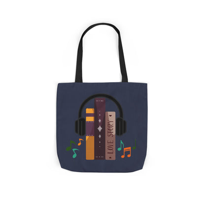 Tunes From Pages Canvas Tote Bag-School Tote Bag, Shopping Tote Bag, Gym Tote
