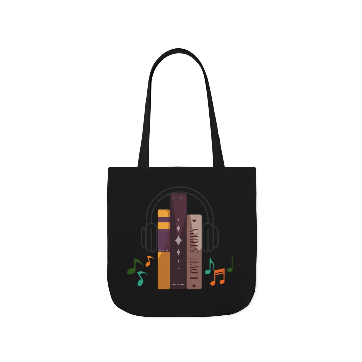 Tunes From Pages Tote Bag- Canvas Tote Bag, School Tote Bag, Shopping Tote Bag, Gym Tote