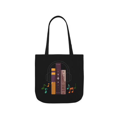Tunes From Pages Tote Bag- Canvas Tote Bag, School Tote Bag, Shopping Tote Bag, Gym Tote