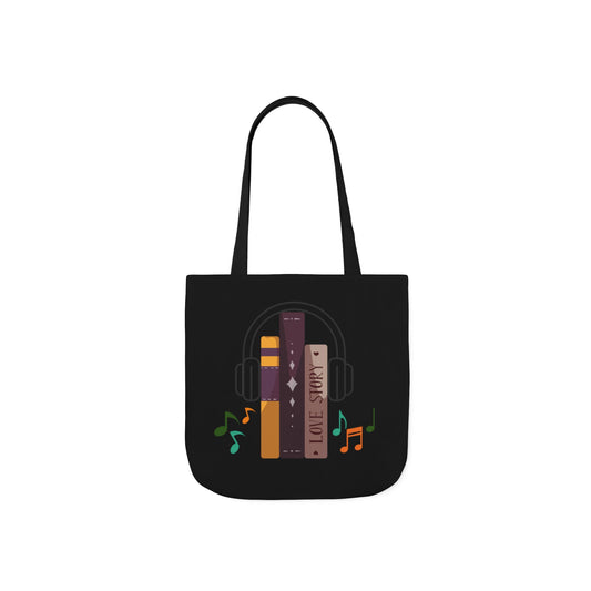 Tunes From Pages Tote Bag- Canvas Tote Bag, School Tote Bag, Shopping Tote Bag, Gym Tote