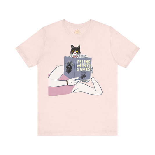 Cute Cat Lover Tee, Feline Mind Games T-Shirt, Pet Owner Gift, Animal Lover Apparel, Perfect for Everyday Wear