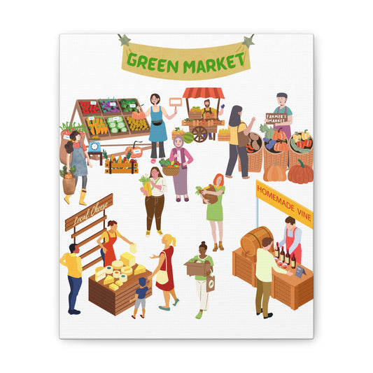 Green Market-Wall Art, Home Decor, Farmer's Market Art, Kitchen Wall Art
