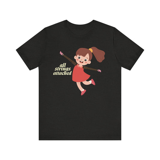 Cute Unisex Jersey Tee - "All Strings Attached" Cartoon Design