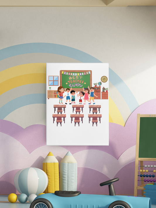 Best Teacher Ever Canvas- Classroom Decor, Teacher Appreciation Gift, Gift For Teacher, School Art