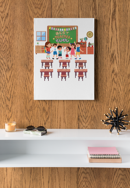 Best Teacher Ever Canvas- Classroom Decor, Teacher Appreciation Gift, Gift For Teacher, School Art