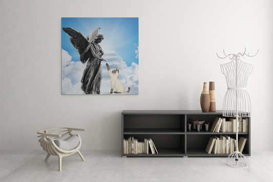Divine Approval Canvas – Modern Art, Home Decor Art, Cat Lover Gift, Animal Lover Art