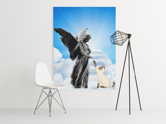 Divine Approval Canvas – Modern Art, Home Decor Art, Cat Lover Gift, Animal Lover Art