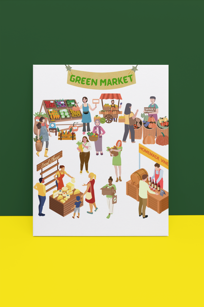 Green Market-Wall Art, Home Decor, Farmer's Market Art, Kitchen Wall Art