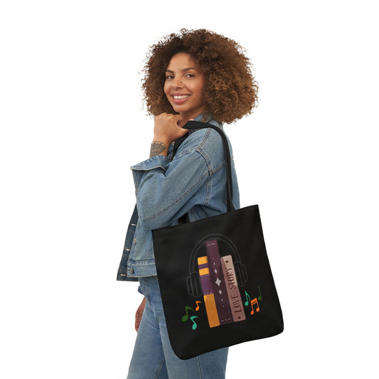 Tunes From Pages Tote Bag- Canvas Tote Bag, School Tote Bag, Shopping Tote Bag, Gym Tote