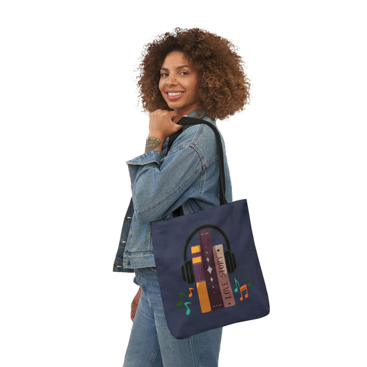 Tunes From Pages Canvas Tote Bag-School Tote Bag, Shopping Tote Bag, Gym Tote