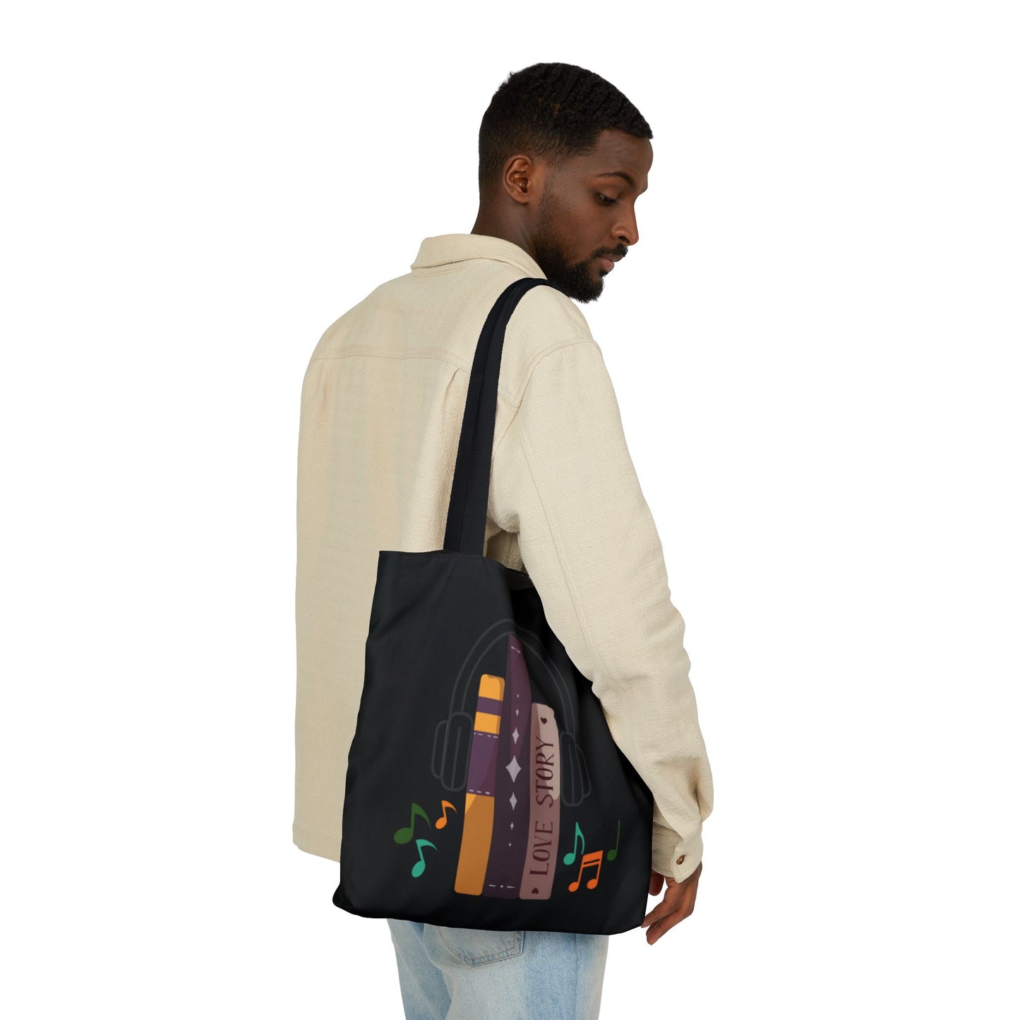 Tunes From Pages Tote Bag- Canvas Tote Bag, School Tote Bag, Shopping Tote Bag, Gym Tote