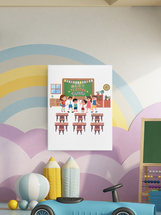 Best Teacher Ever Canvas- Classroom Decor, Teacher Appreciation Gift, Gift For Teacher, School Art