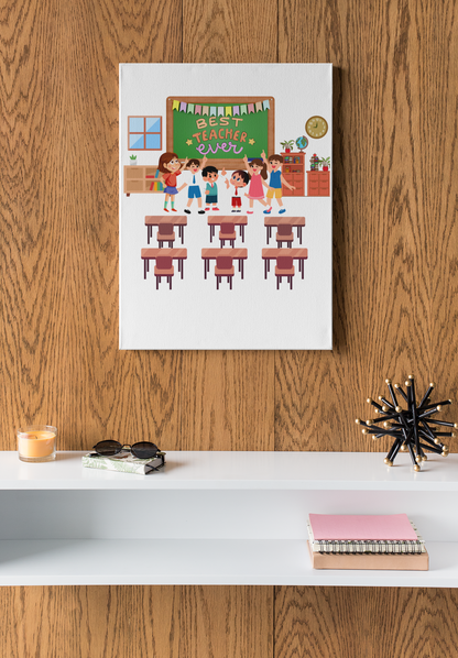Best Teacher Ever Canvas- Classroom Decor, Teacher Appreciation Gift, Gift For Teacher, School Art